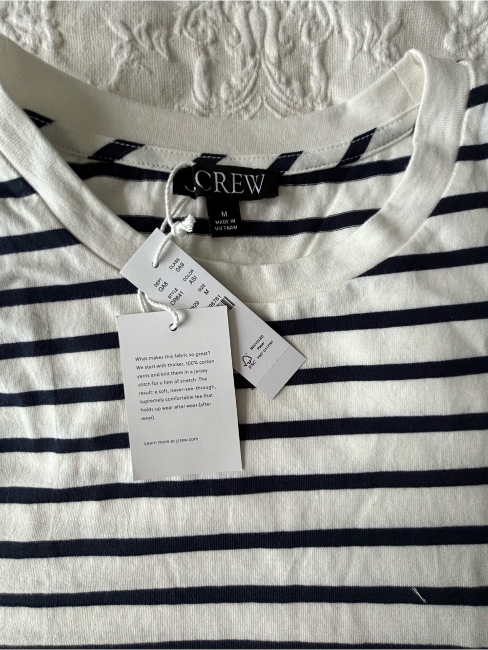 J. Crew Boyfriend Jersey T-shirt in Navy Stripe - Picture 9 of 10